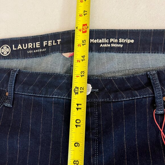 Laurie Felt Women Metallic Pinstripe Ankle Skinny Navy Jeans 26WP Mid-Rise NWT - Picture 11 of 12